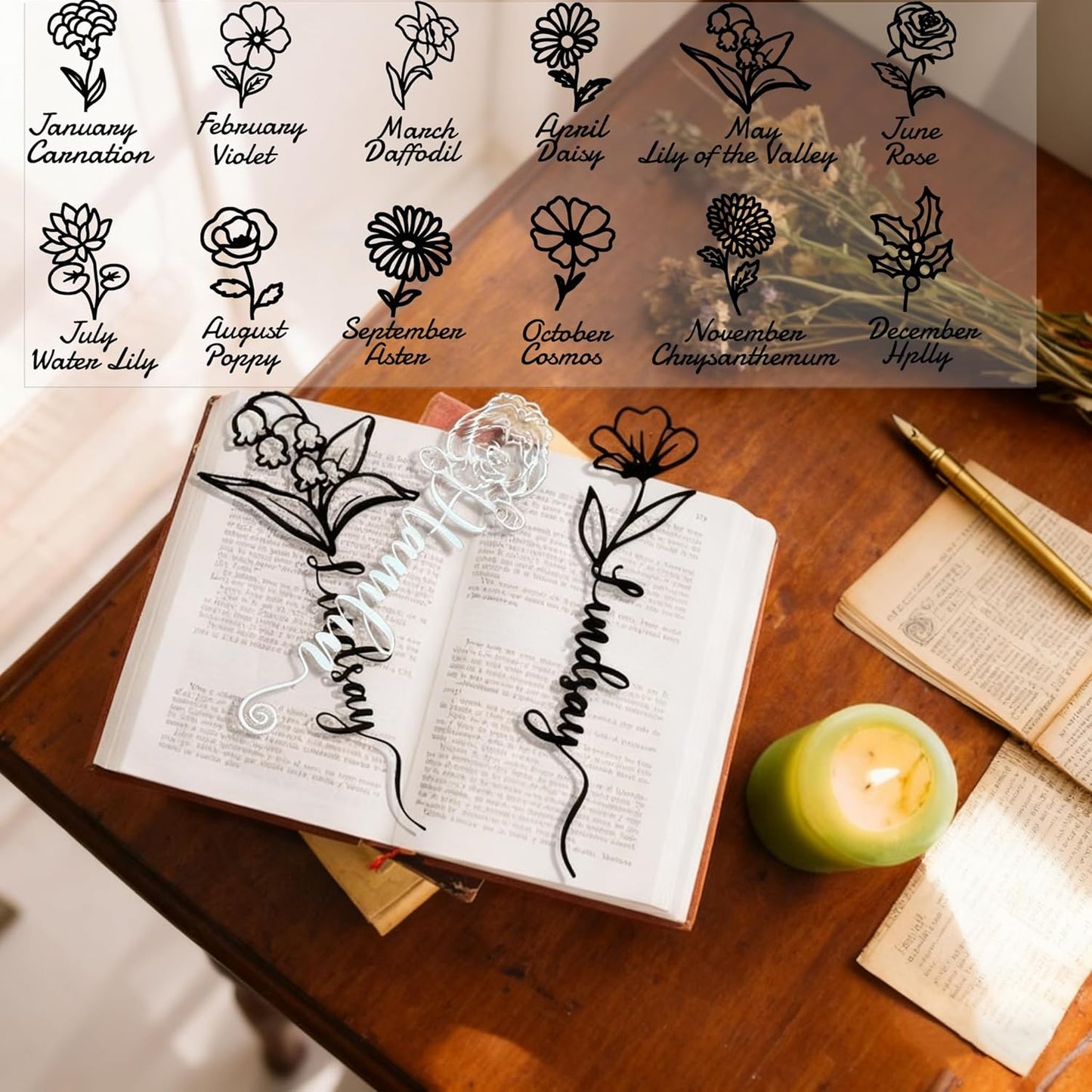 Personalized Bookmark Custom Metal Bookmark with Name Pet Face Book Lover Gifts for Women Men Reader Teacher Birthday