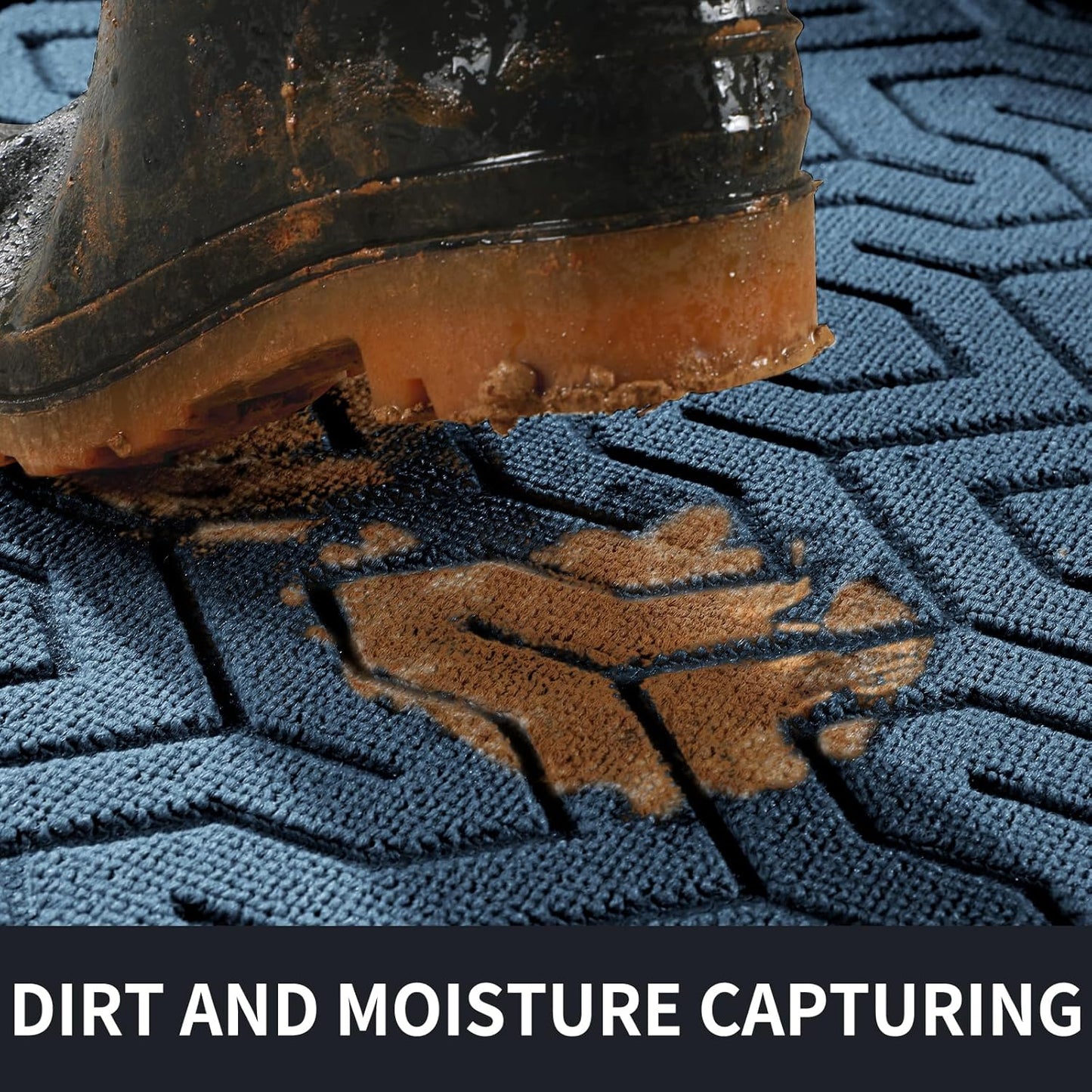 Yimobra Front Door Mat Outside Entrance 29.5x17, Waterproof Heavy Duty Outdoor Mats for Front Door, Non Slip Rubber Entry Mat for Garage Patio Indoor, Blue