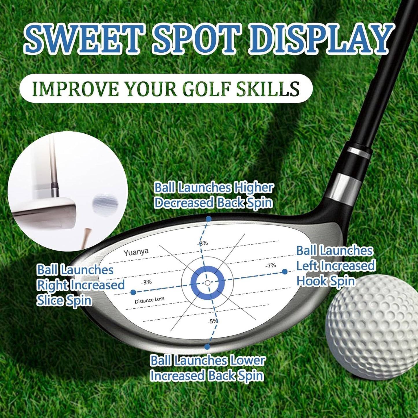 Yuanya Golf Impact Tape - 150 PCS High-Resolution Golf Stickers for Irons, Driver & Fairway Woods, Impact Stickers for Golf Clubs, Non-Residue, Swing Training Aid Impact Labels