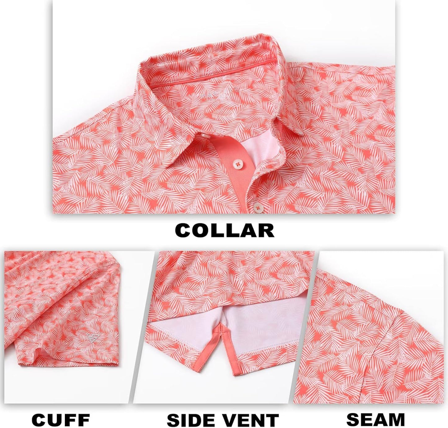 M MAELREG Mens Golf Shirt Short Sleeve Dry Fit Print Moisture Wicking Performance Patterns Collared Polo Shirt