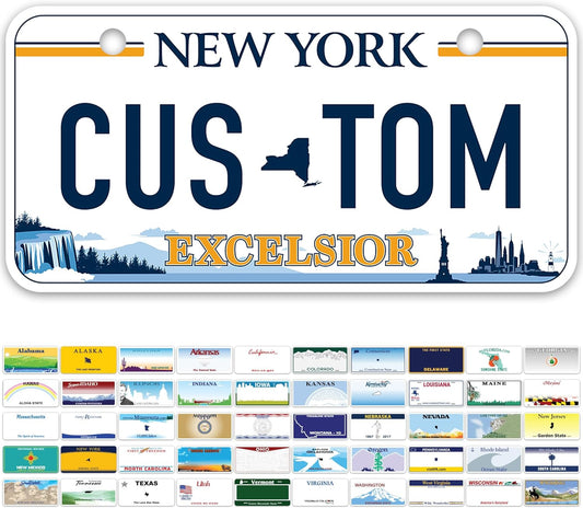 Mini License Plates, Personalized License Plates, Custom for Car, Bikes, ATV, Kids Car, Golf Cart, Jeep, 2x4 Inch, Rust-Free Fade Resistant Aluminum, USA Made by My Sign Center (New York - Excelsior)