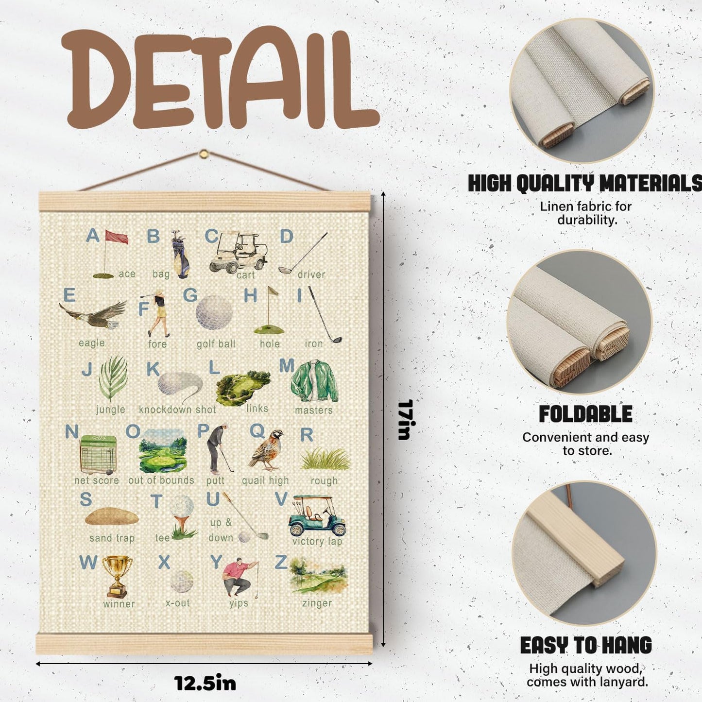 Boat Wades Golf Alphabet Nursery Wooden Poster Hangers 12x16 Inch,Golf Gifts Poster Hanger Frame,Golfs Nursery Decor For Boy Kids Room Nursery