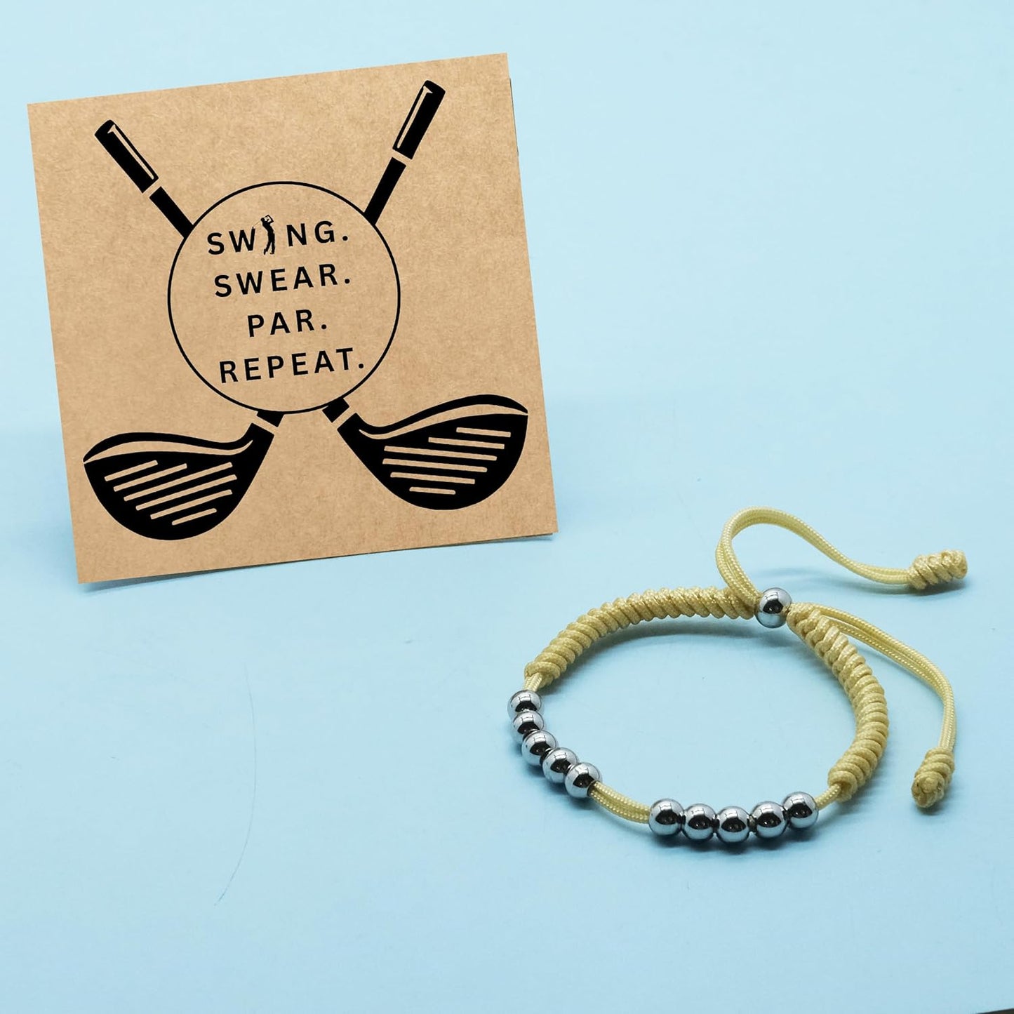 LAMIBEE Premium Golf Stainless Steel 10 Bead Score Counter Bracelet, Golf Stroke Count Bracelet, Resizable Easy Adjust Golf Round Scoring Tracker, Durable Stylish Golf Accessory