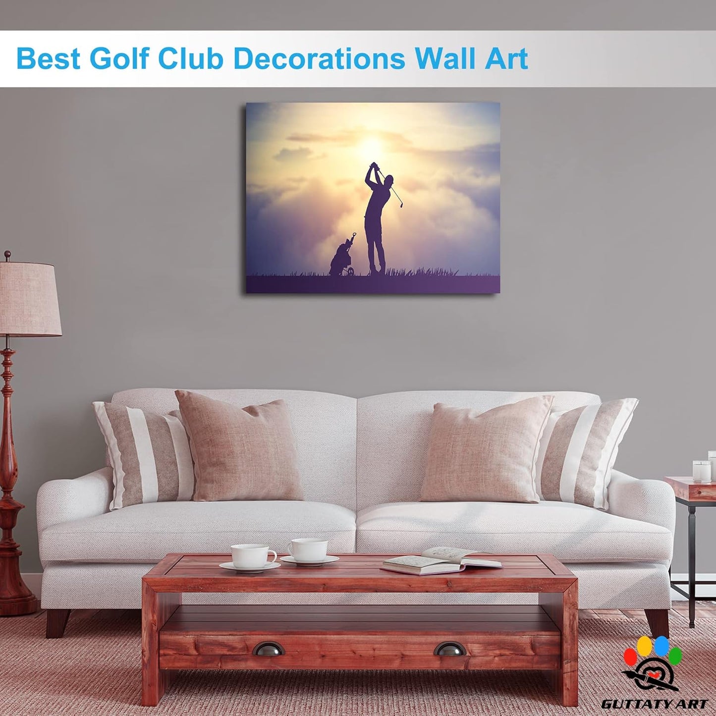 GUTTATY Golf Wall Art, Golf Pictures Posters Canvas Print Wall Decor for Golfer's Man Cave Home Ofice Ready to Hang (18x24 Inches)