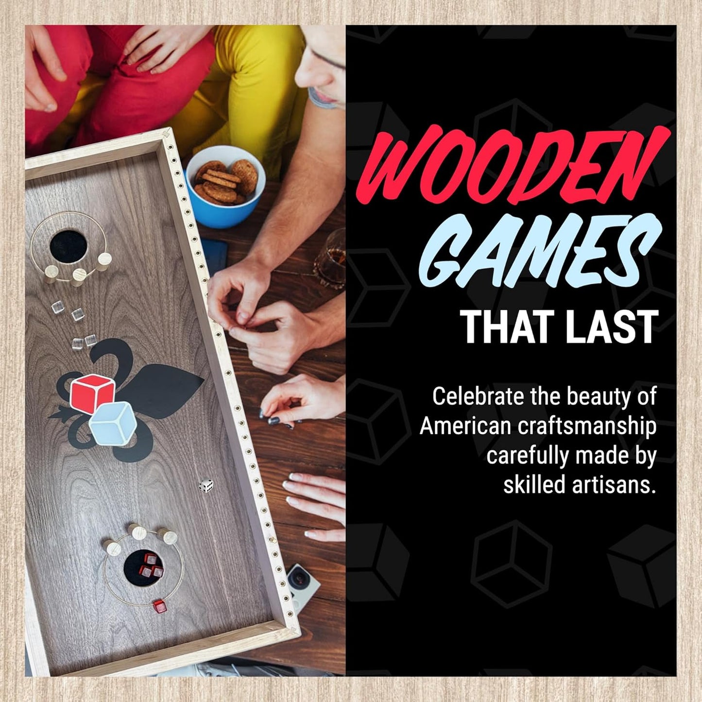 Knockin Dice with Carrying Case, Portable Multiplayer Alternative to Yard Washers or Any 2 or 4 Player Games, Fun Entertainment for Family Gatherings, Social Events & More - Across the Board Game