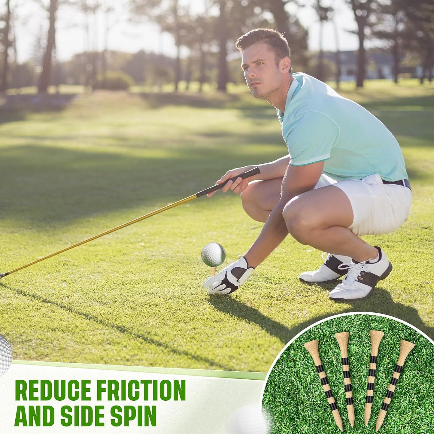 Mudder 600 Pack Golf Tees Bulk Wooden Golf Tees Wood for Men Balls Accessories