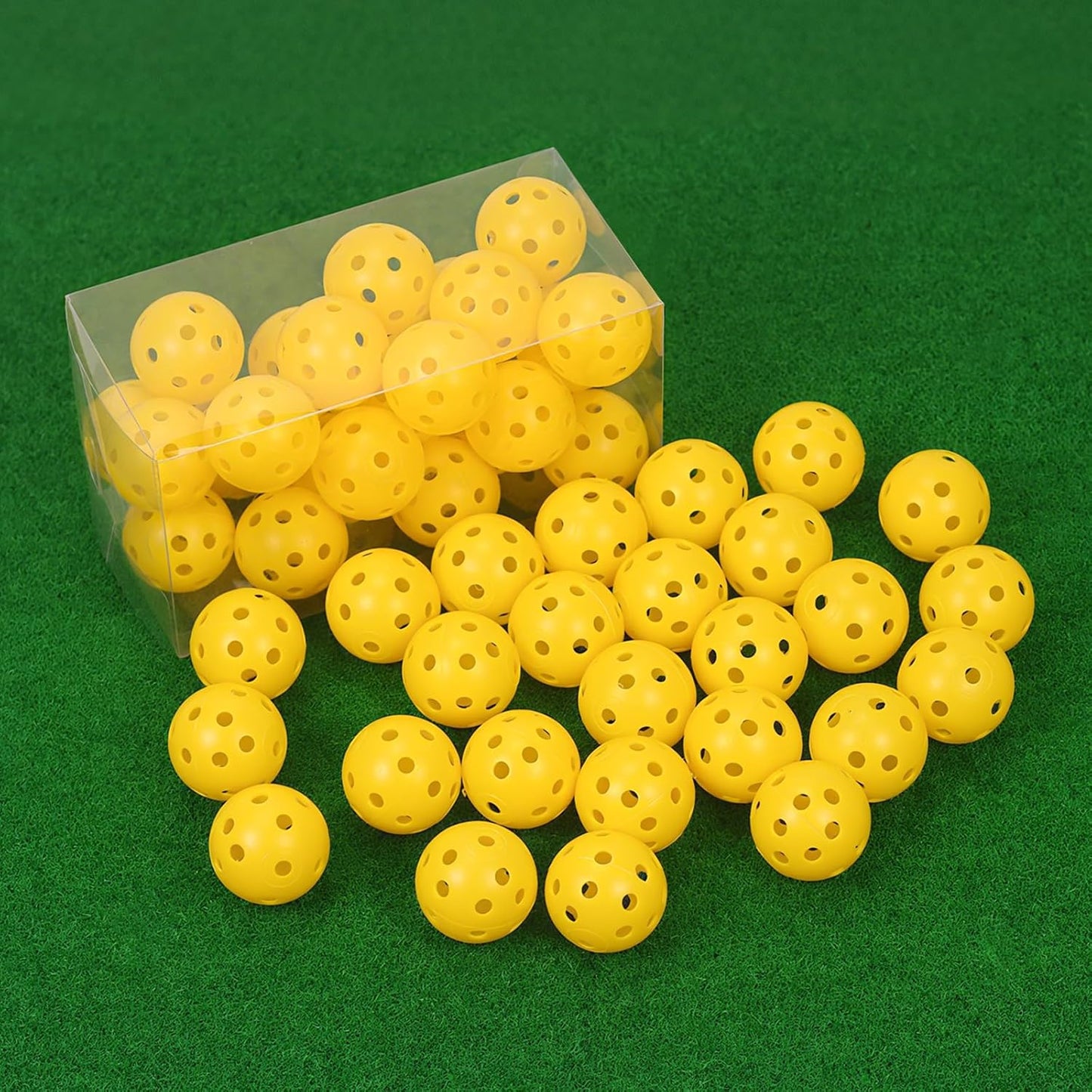 Plastic Golf Balls Practice Limited Flight Golf Training Ball Hollow Swing Practice Indoor Golf Balls with Mesh Drawstring Bag for Backyard Driving Range or Outdoor