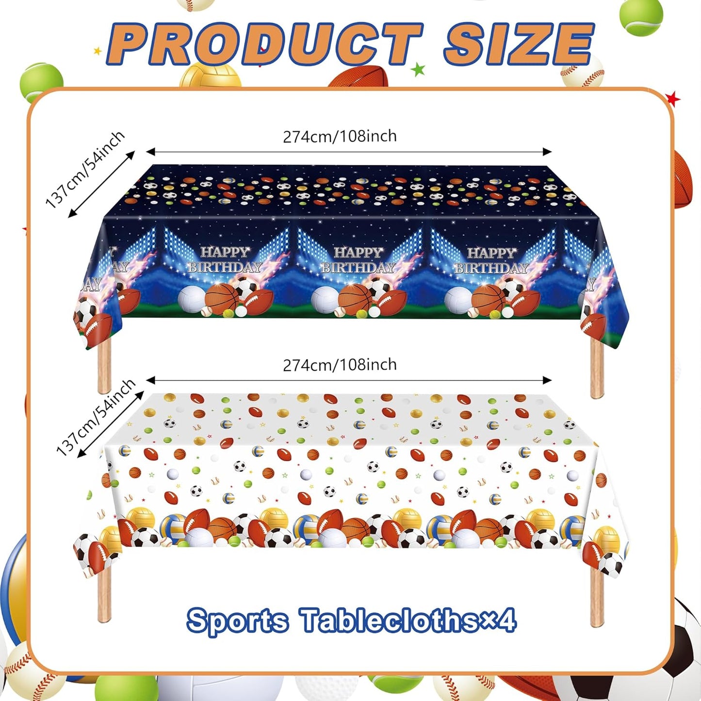 4Pcs Sports Tablecloth Sports Birthday Party Decorations All Star Table Cloth Cloths Sport Tablecloth Sports Themed Party Decorations