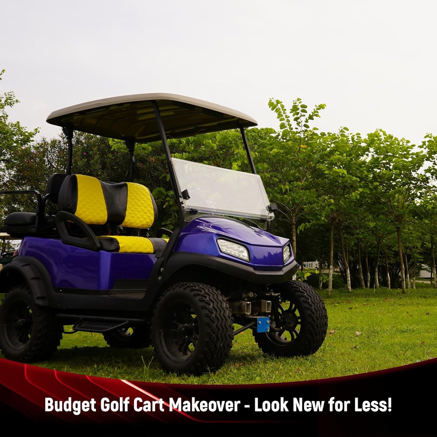 Golf Cart Seat Covers for Club Car Precedent/Onward/Tempo 2004+ Front OEM Universal Seat Cushion, Marine Grade Vinyl Leather Club Car Seat Covers/Easy to Install-Yellow (2PCS)