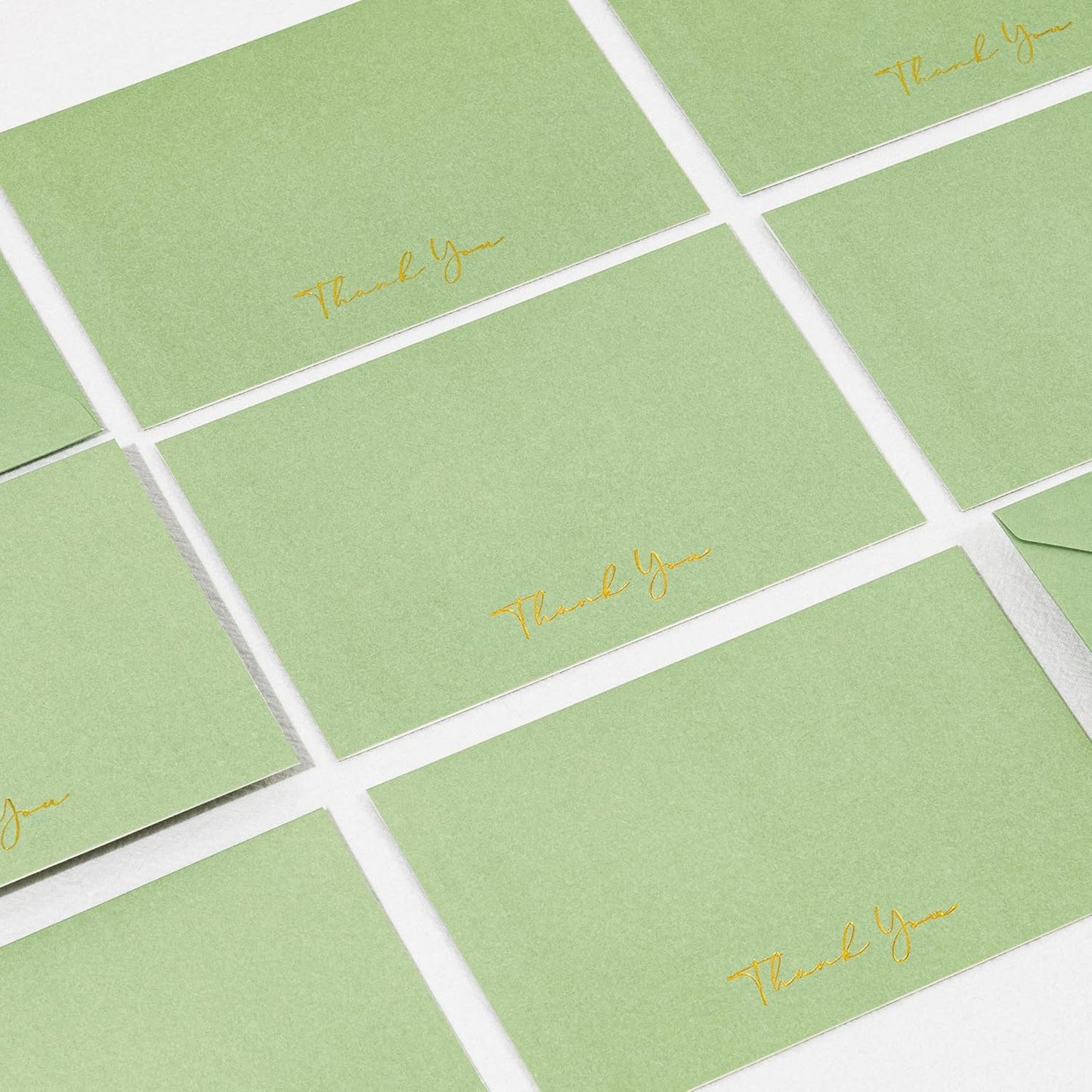 Crisky Thank You Cards with Envelopes & Stickers， 50 Pack Green Bridal Shower Graduation Thank You Cards Small Business, Wedding Baby Shower Birthday Funeral Notes Bulk