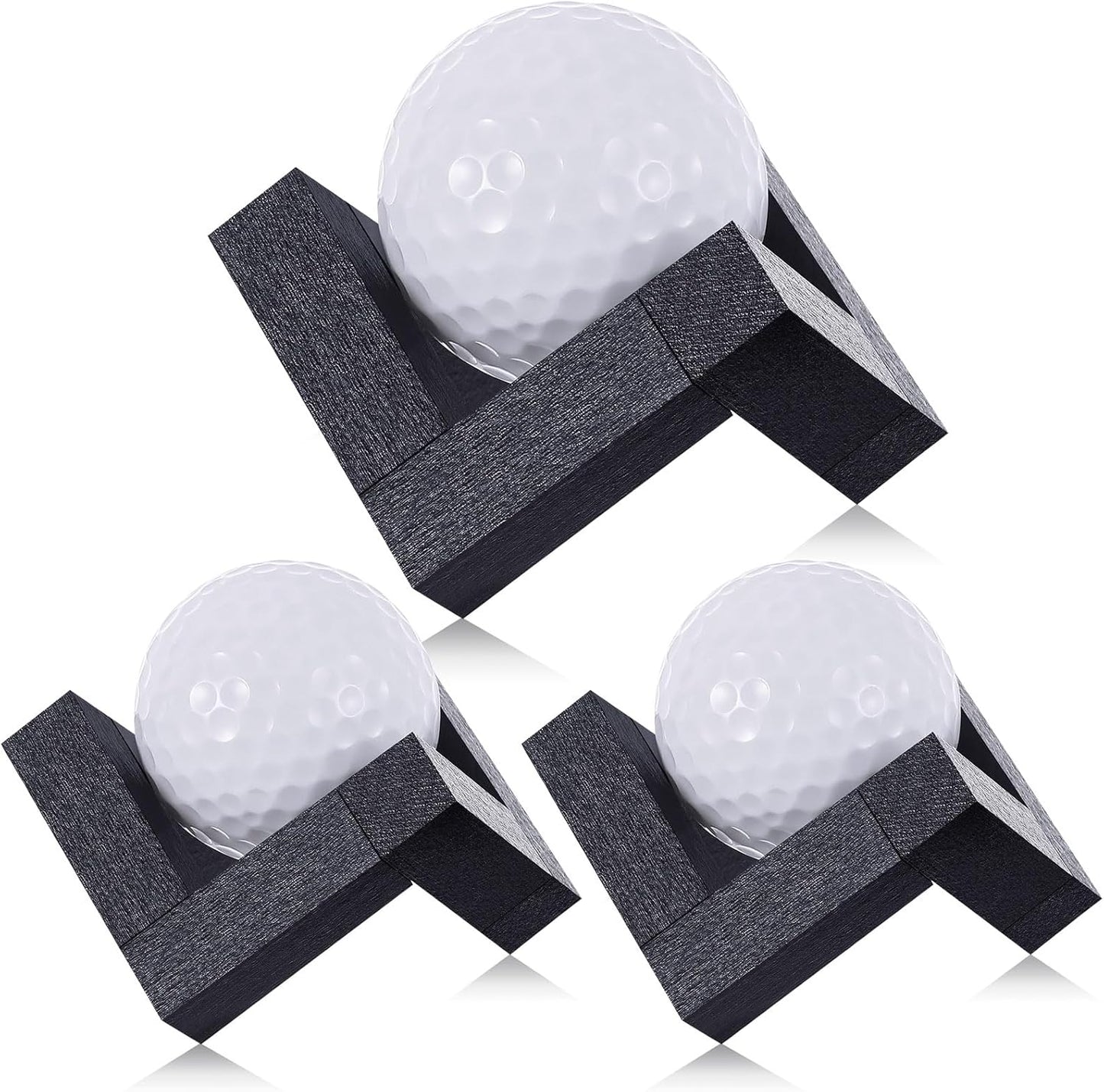 3 Pack Golf Ball Display Stand 1.97 Inch Wooden Golfball Display Case Black Baseball Rack Holder for Souvenir Collections Tabletop Decor Men Golf Enthusiasts