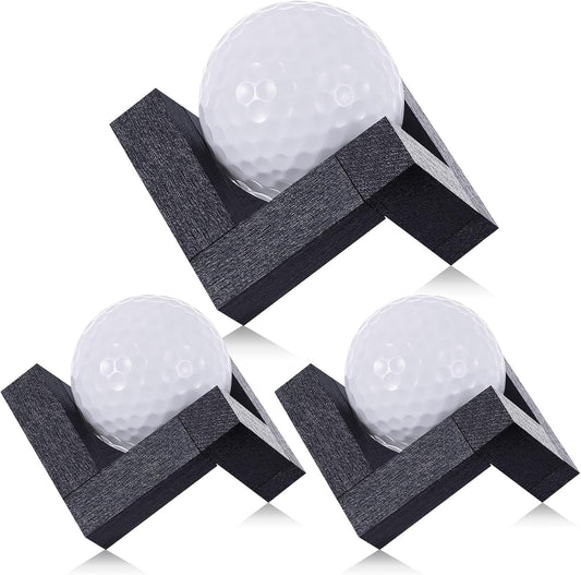 3 Pack Golf Ball Display Stand 1.97 Inch Wooden Golfball Display Case Black Baseball Rack Holder for Souvenir Collections Tabletop Decor Men Golf Enthusiasts