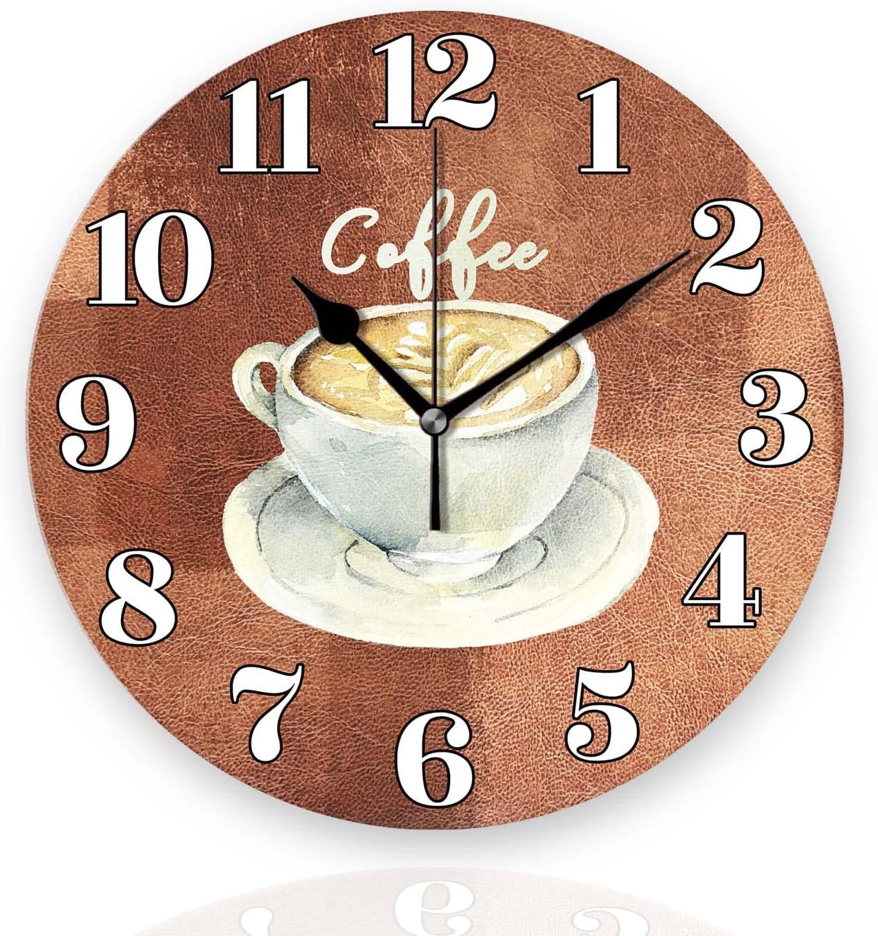 Battery Operated Wall Clocks 12 Inch,Coffee,Silent Home Decor for Bathroom,Living Room,Bedroom