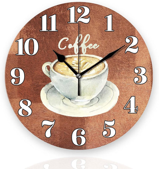 Battery Operated Wall Clocks 12 Inch,Coffee,Silent Home Decor for Bathroom,Living Room,Bedroom