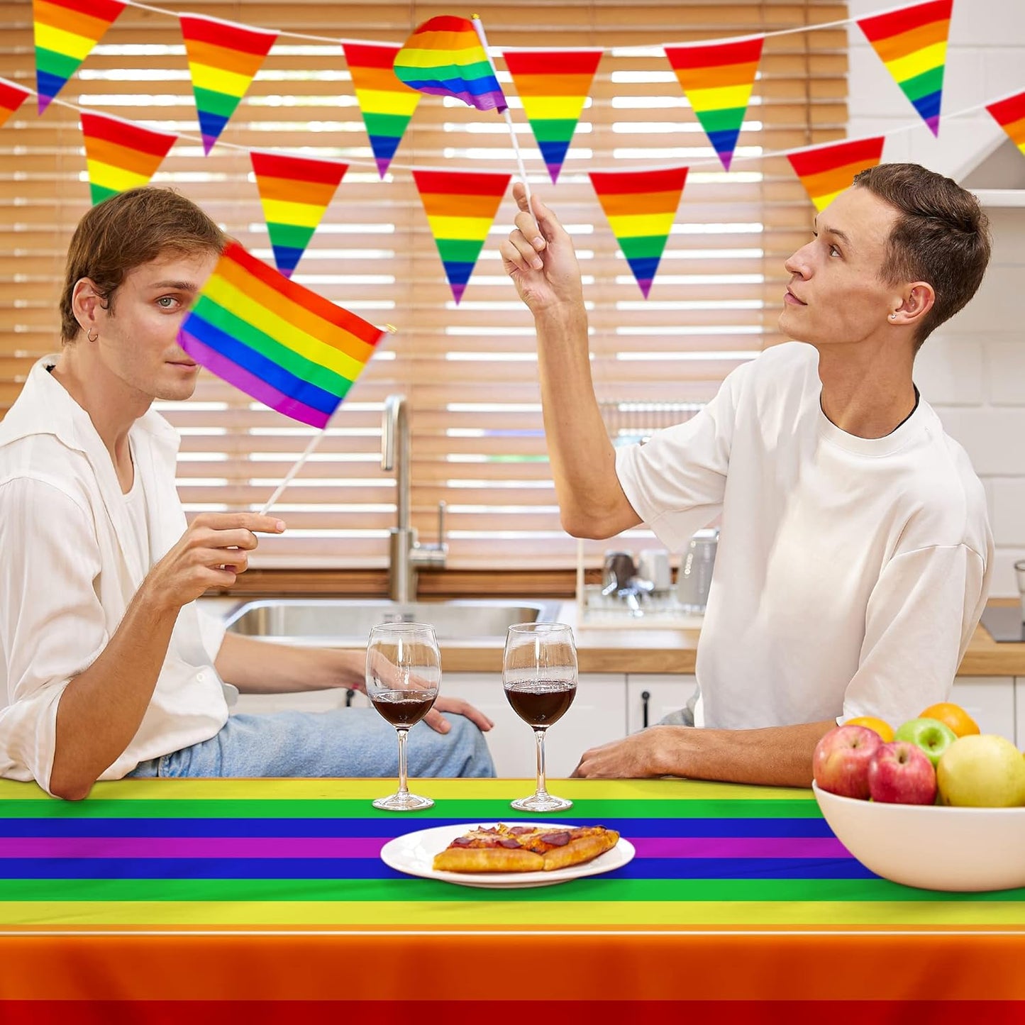 4 PCS Pride Decorations, 108 x 54 Inches Disposable Pride Tablecloth, Plastic Rectangle Rainbow Table Covers Pride Stuff, Gay Pride Month Accessories for Rainbow Theme LGBTQ Community Party Decor