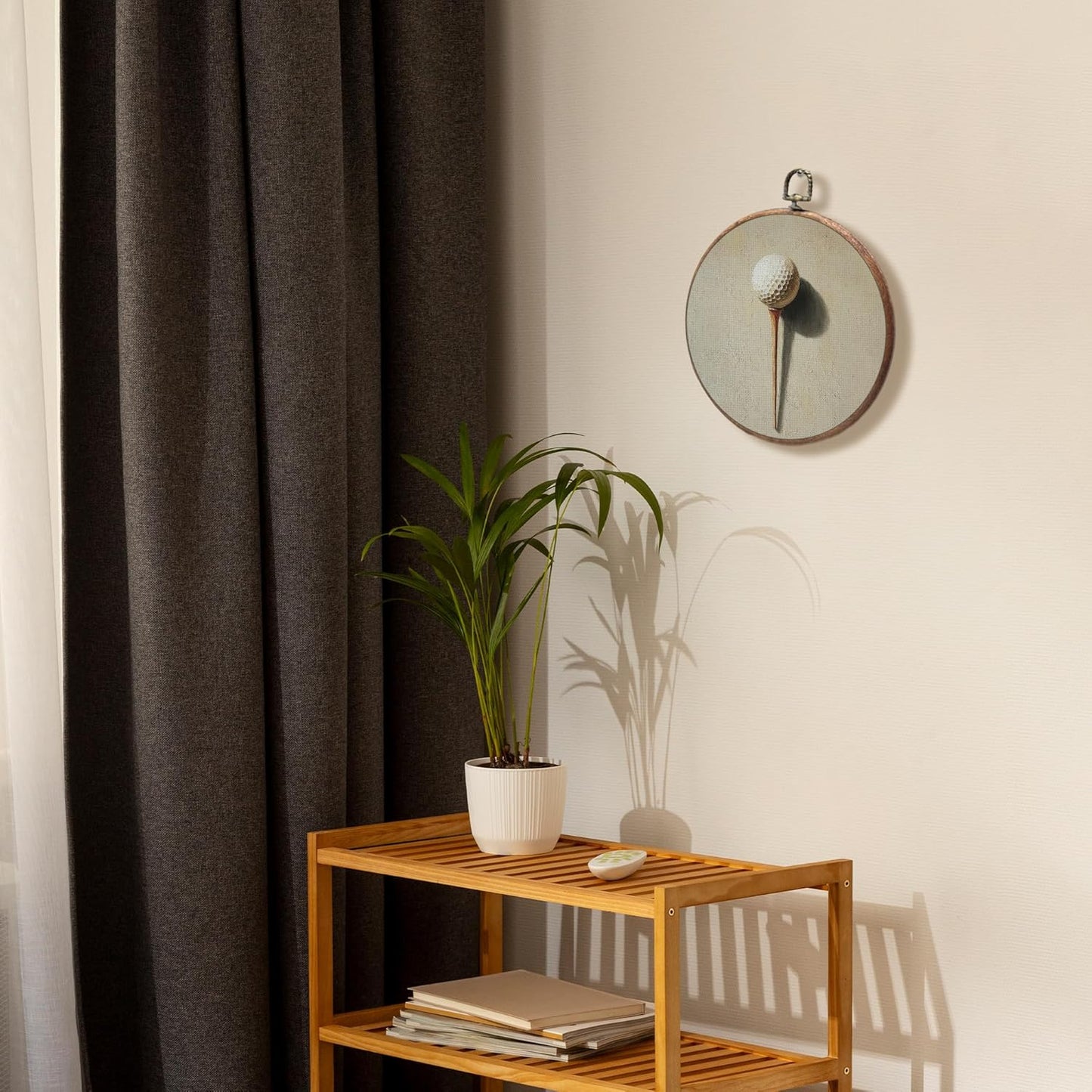 KSDUT Vintage Golf Wall Art Decor - Retro Sports Trendy Wall Art Canvas Frame Hanging Prints, Nursery Sports Gallery Round Wall Art Decor for Boys Room Home Decorations 10"x10"