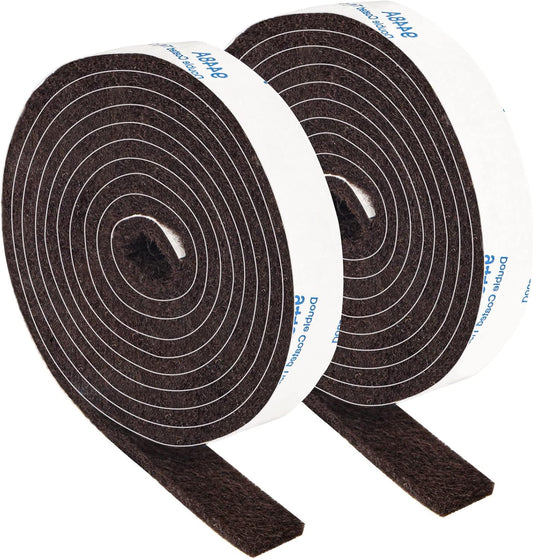 Felt Strip Rolls, 2x 60 Inch Brown Felt Tapes with Adhesive Backing for Furniture