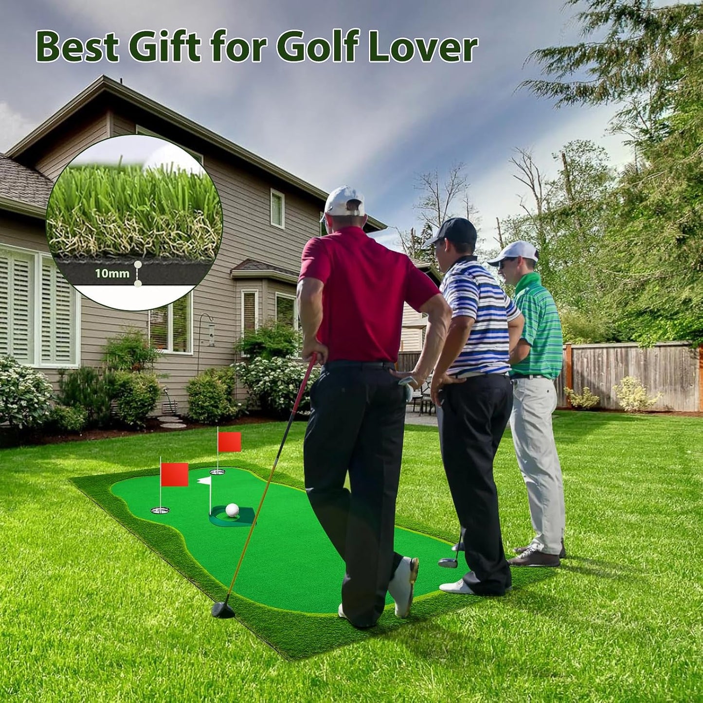 Nice C Putting Green Indoor, Putting Green, Golf Simulators for Home, Golf Putting Mat, Putting Mat Putting Green Outdoor, Challenge Putting Cup, 3 Holes, Flags, and Slope