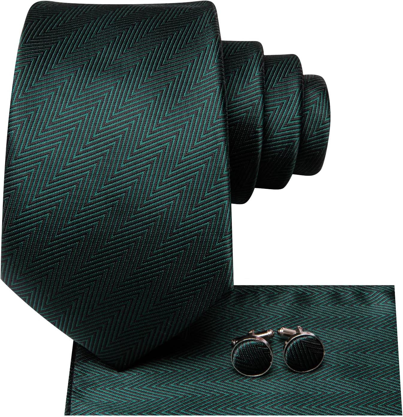 Dubulle Mens Paisley Striped Tie WOVEN Necktie for Men and Handkerchief Cufflinks Set Wedding Formal Business