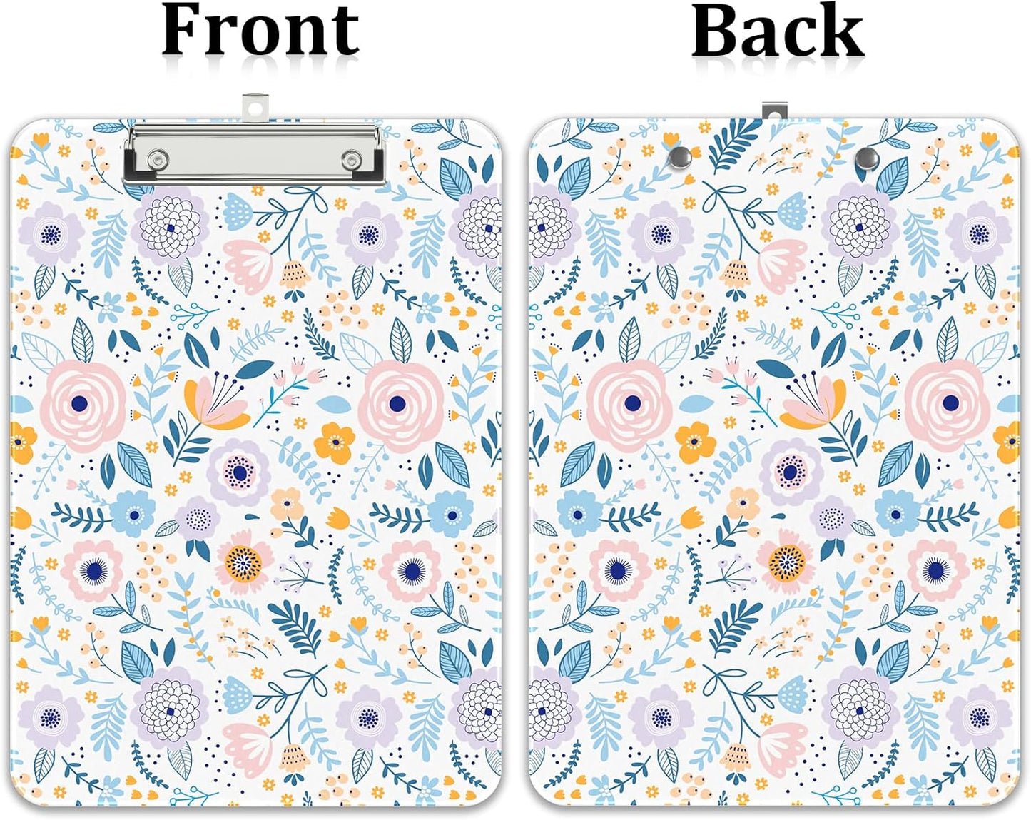 Rimilak Plastic Clipboards with Metal Clip, A4 Letter Size 9 x 12.5 in, Office Decorative for Students Women Men and Kids, Cute Custom Pattern, Purple Flower