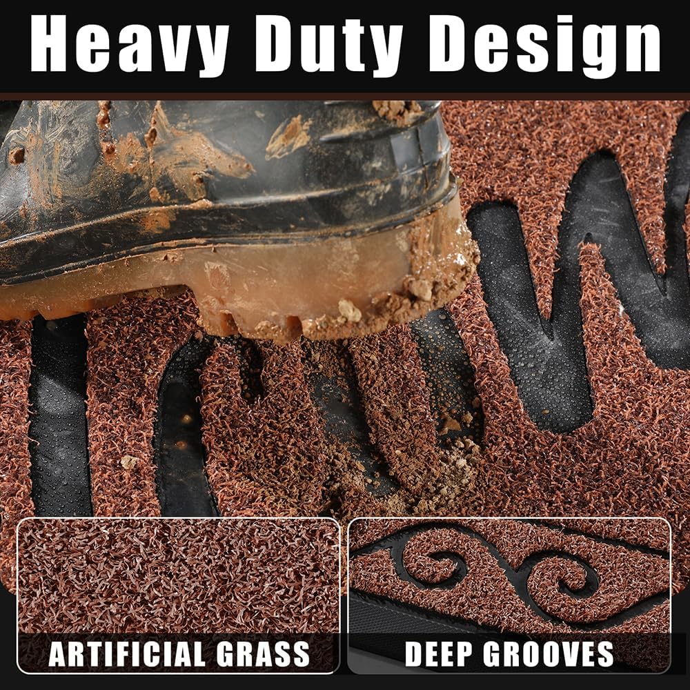 Yimobra Welcome Mat, Heavy Duty Sturdy Door Mats for Home Entrance Outdoor Indoor, Front Doormat for Outside Patio Floor Entry Porch Garage Office, Waterproof, Low Profile, 47 x 24, Maroon