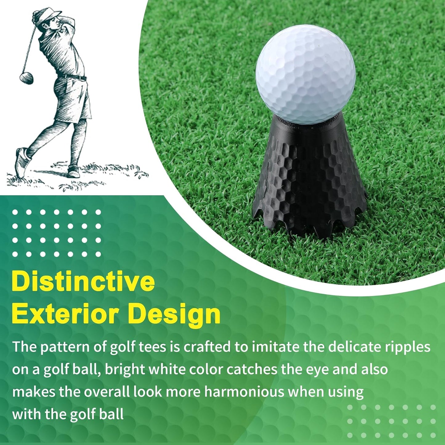 8 Pack ‌Simulator Golf Tees, TPU Unbreakable Material, Height from 1/4" to 2", Suitable for Indoor, Outdoor, Winter, Golf Mats, Turf and Driving Range