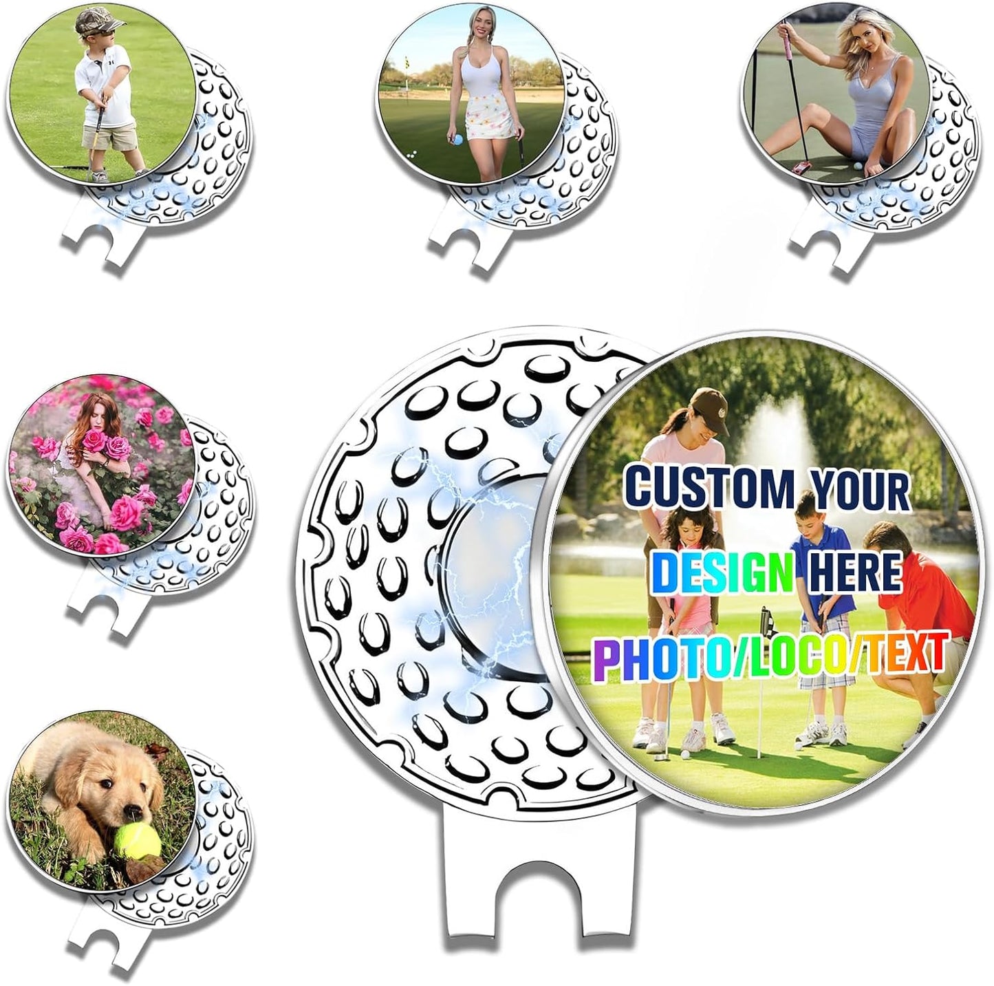 Custom Golf Ball Marker with Magnetic Hat Clip Personalized Photo Logo Text Name for Men Women Golfers Gifts for Dad Boyfriend Golfe