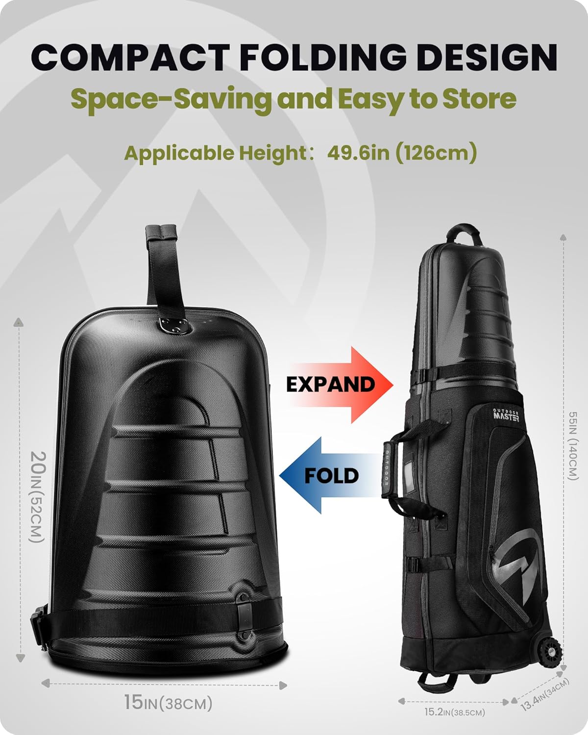 OutdoorMaster Golf Travel Bags for Airlines with Wheels and Hard Case Top, Protect Golf Clubs, Lightweight and Easy to Maneuver, Upgrade Version