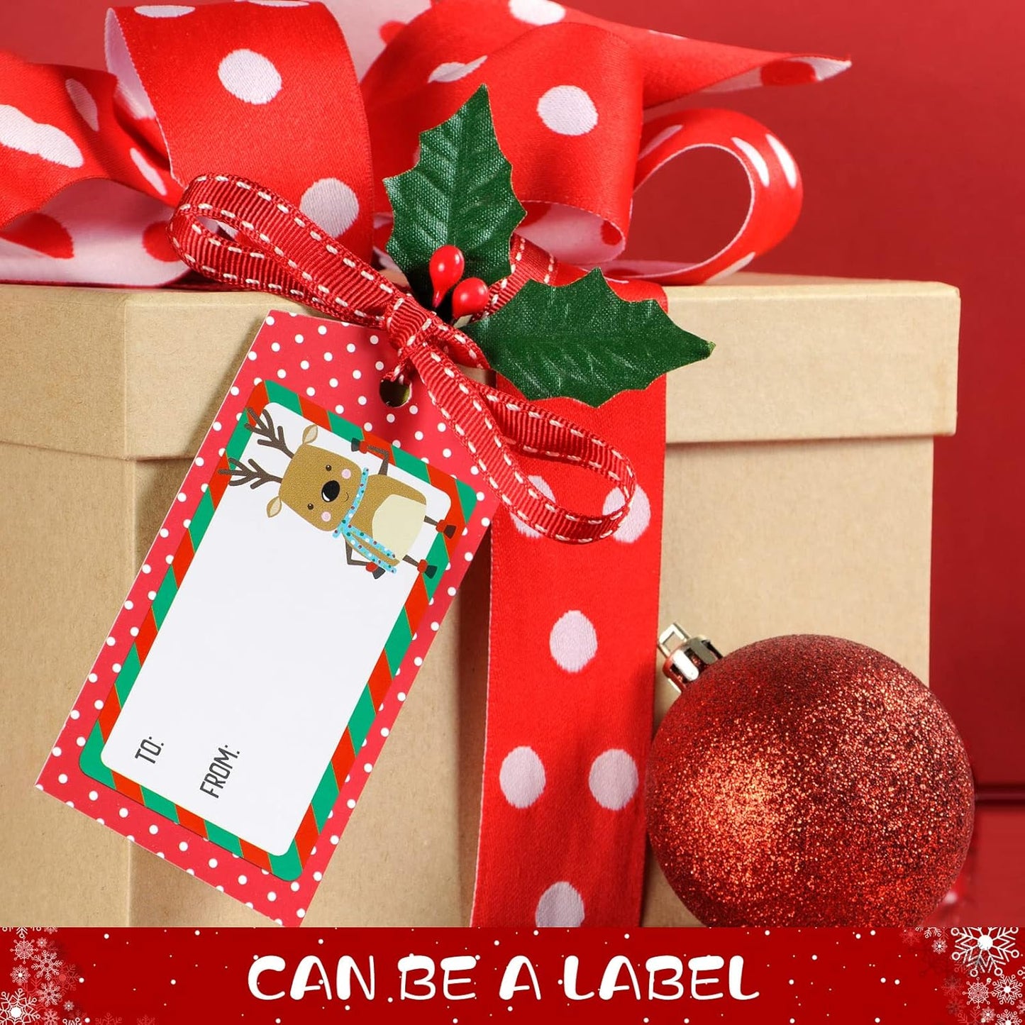 Outus 500 Pieces Christmas Tags Self Adhesive Gift Tags for Xmas Presents Christmas Name Labels Stickers for Wrapping Paper Festival Birthday Holiday Decor(Festive Style,2.95 x 1.6 Inch)