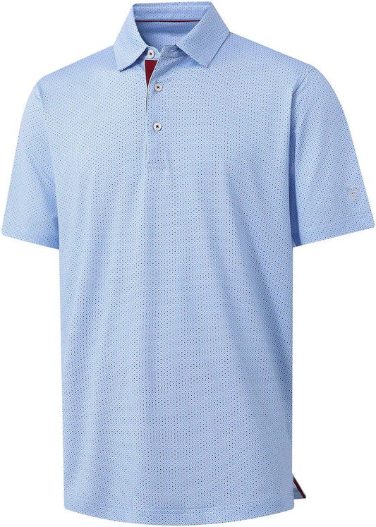 M MAELREG Mens Golf Shirt Short Sleeve Dry Fit Print Moisture Wicking Performance Patterns Collared Polo Shirt
