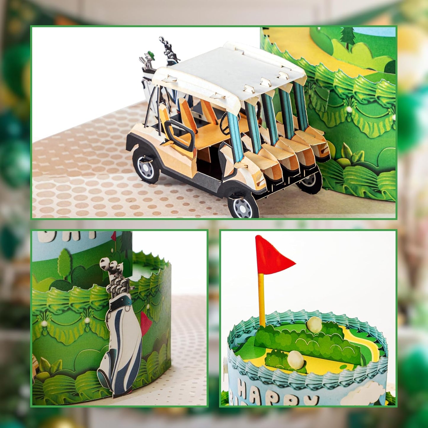 Golf Birthday Card - 3D Personalized, Funny, Handmade Birthday Card for Dad - Father's Day Pop Up Card for Golfers, Pap, Boss, Grandpa, Golf Men Husband from Daughter, Wife