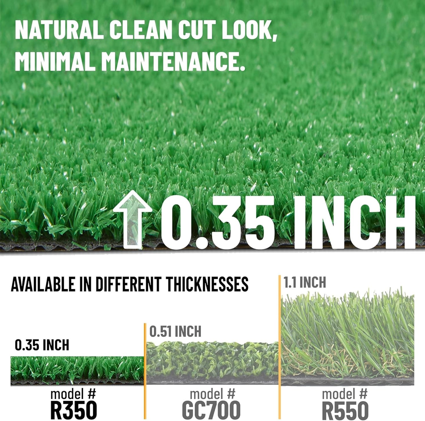 Ottomanson Artificial Grass Turf 7'10" x 34' Indoor Outdoor Faux Grass Rug with Drainage Holes, Customizable with Extra Long Size Options, Perfect for Patio Lawn Balcony Weddings Photoshoot Backdrop