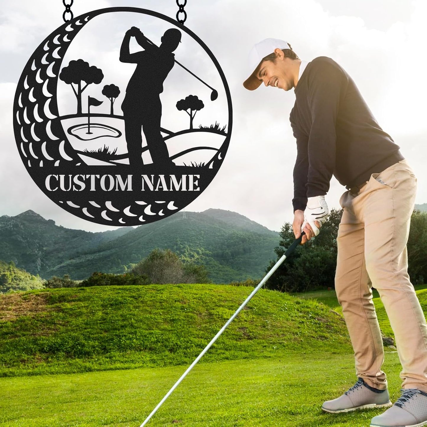 Personalized Golf Metal Wall Decor, Custom Name Sign, Porch Signs Outdoor, Home Deocr, Vintage Golf Wall Art for Man Cave Office Garage Bar Pub, Personalized Golf Gifts for Men Dad Color01