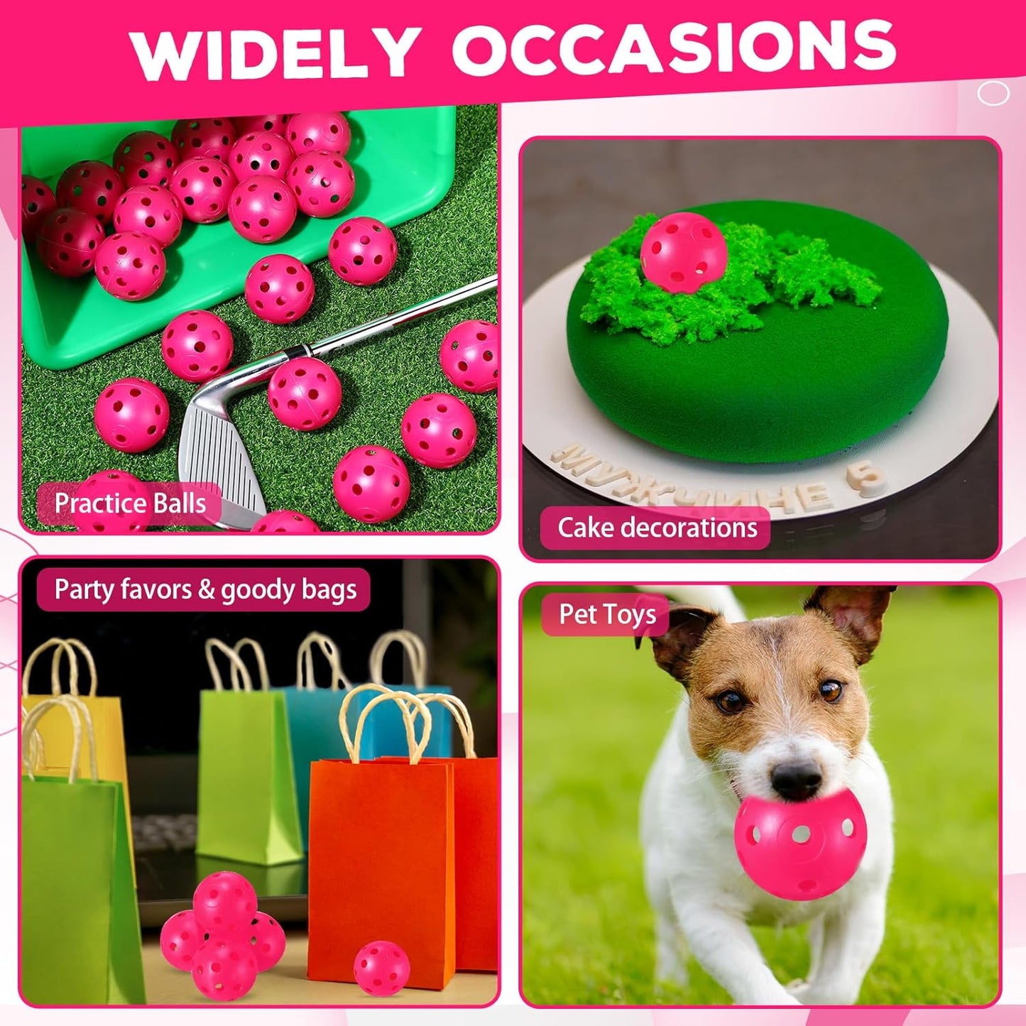 24 Pack Practice Golf Balls 42 mm Limited Flight Plastic Golf Training Airflow Hollow Ball for Driving Range Swing Practice Backyard Indoor Outdoor Home