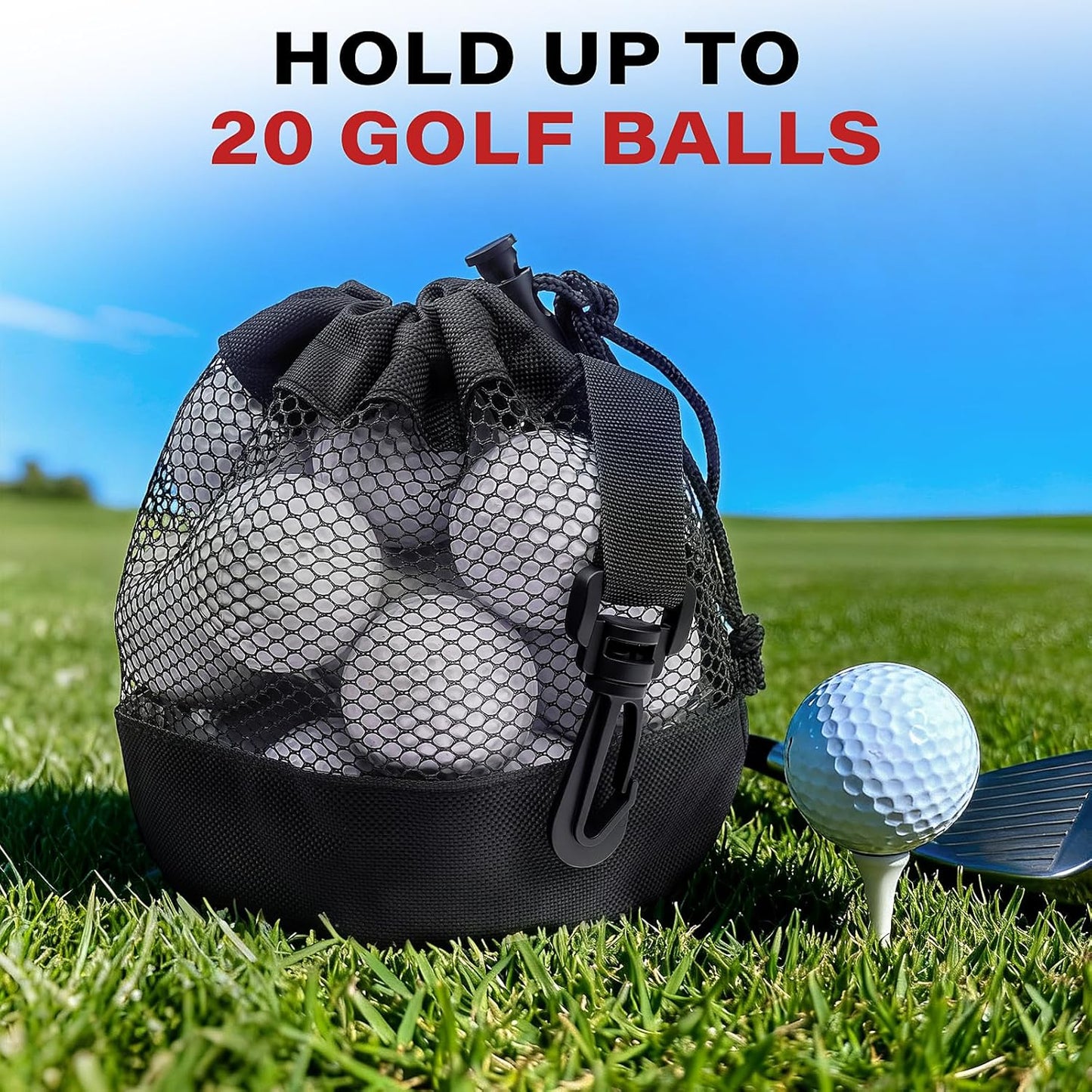 3PCS Golf Ball Bags with Drawstring, Nylon Mesh Bag for Golf Balls, Design for Most Outdoor Storage