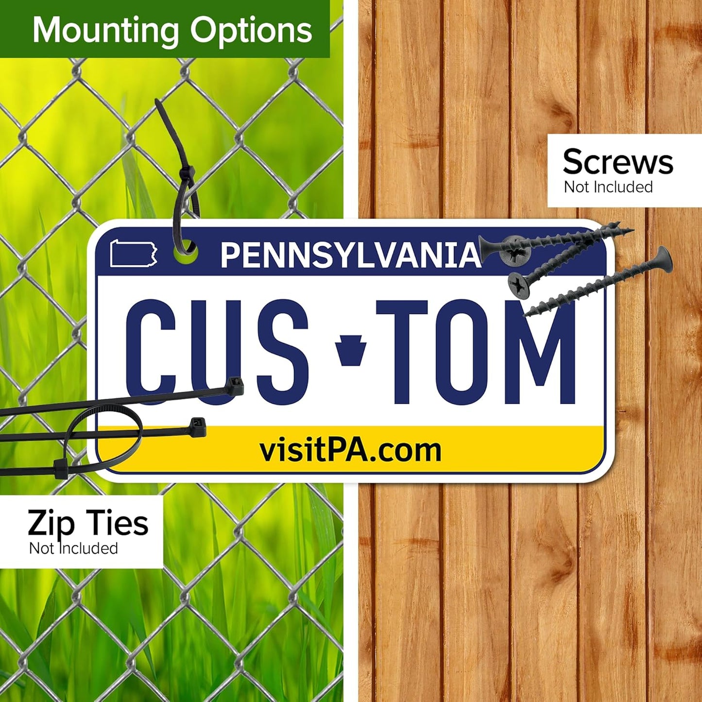Mini License Plates, Personalized License Plates, Custom for Car, Bikes, ATV, Kids Car, Golf Cart, Jeep, 2x4 Inch, Rust-Free Fade Resistant Aluminum, USA Made by My Sign Center (Pennsylvania)