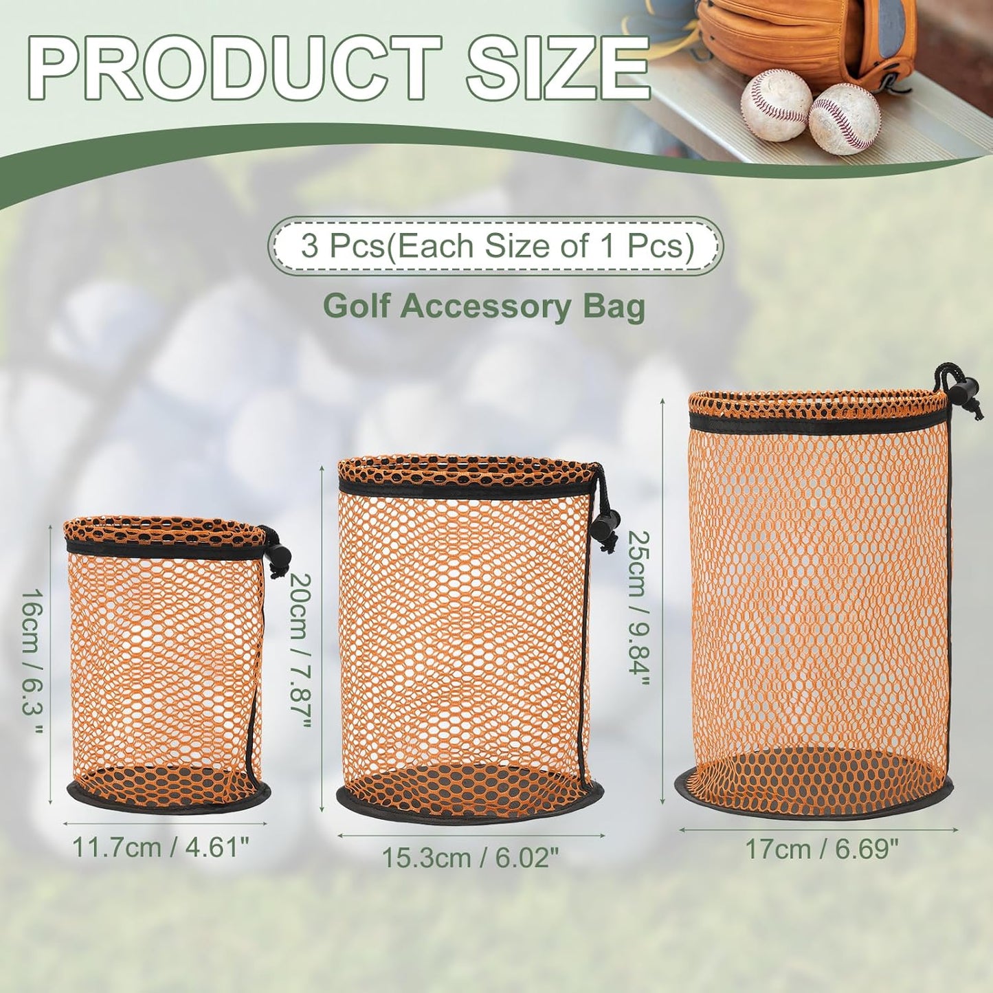Golf Ball Storage Bag Nylon Mesh Golf Pouch with Adjustable Drawstring Closure for Sports Supplies Tennis