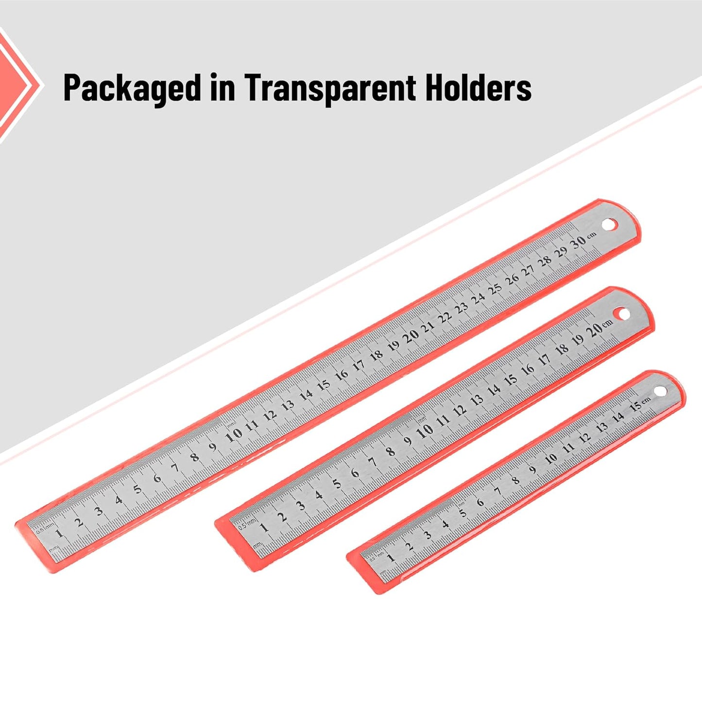 Mr. Pen- Stainless Steel Rulers, 3 pcs, 6", 8" & 12", 6 Inch Ruler Metal Rulers, Small Metal Ruler 6 Inch Metal Ruler Thin Flat, Stainless Steel Ruler 12 Inch, Centimeter Ruler, Steel Ruler 12 Inch