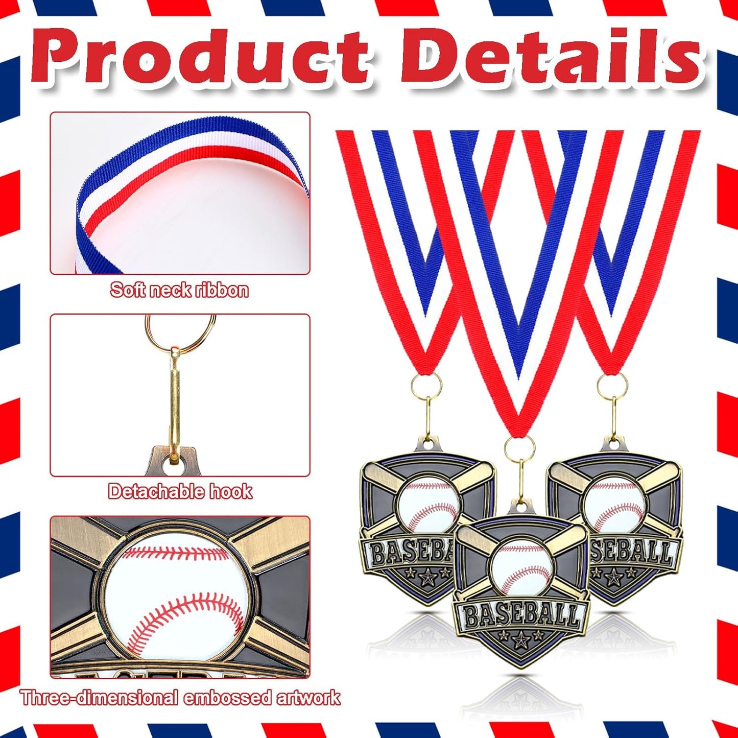 10/20 /30/40 Pcs Award Medals Bulk Sports Medals with Neck Ribbons 2.4 Inch Winner Award Trophy Prize Gift for Sports Themed Party Favors Tournaments School Match