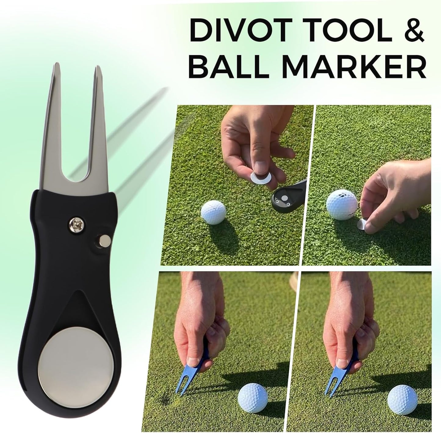 21 Pcs Golf Essentials Kit, Golf Club Cleaning Kit - Golf Club Brush & Golf Towel, Golf Ball Bag & Tees Holder & 2 Sizes Tees, Divot Repair Tool & Ball Marker, Must Haves Golf Accessories