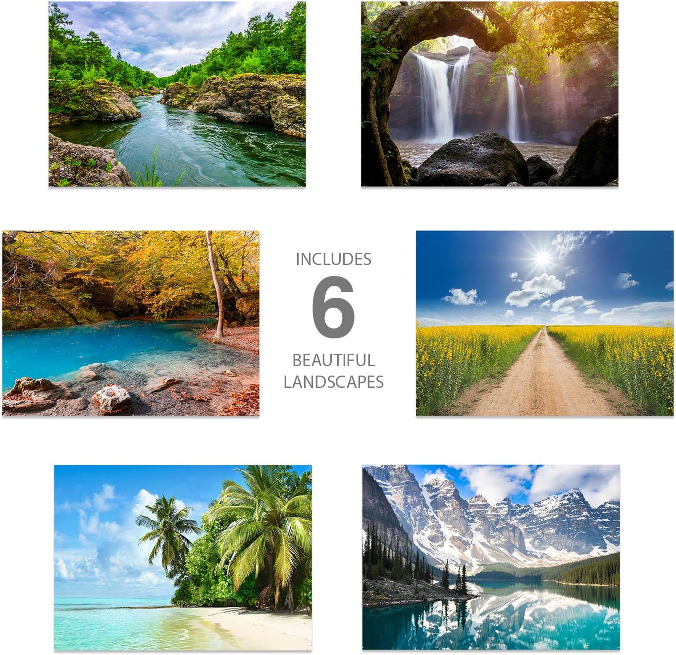 Beautiful Scenery Generic Note Card Pack / 24 Nature Greeting Cards With White Envelopes / 6 Breathtaking Outdoor Scenery Designs / 4 5/8" x 6 1/4" All Occasion Sympathy Cards