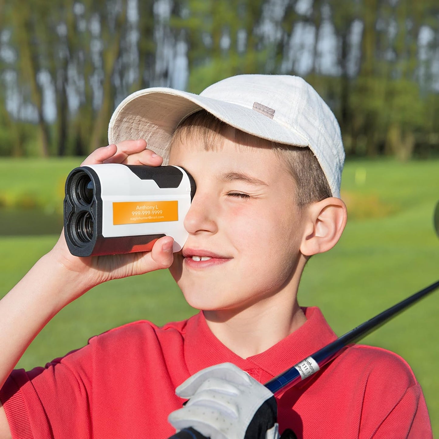 Golf Accessories Labels (30) - Personalized Waterproof Golf Club Name Stickers (Orange with White Text)