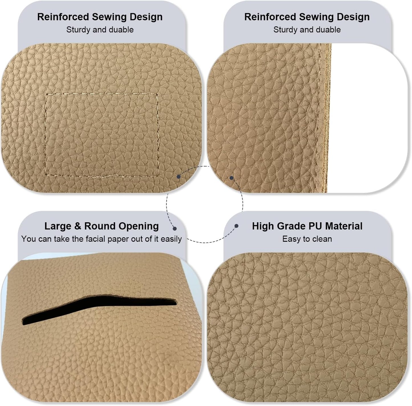 Tissue Box Cover 5X5X5'' PU Leather Tissue Holder Square Tissue Cube Box Organizer for Bathroom Vanity Countertop, Car, Night Stands, Office, Home, Kitchen (1Pack, Wood Apricot)