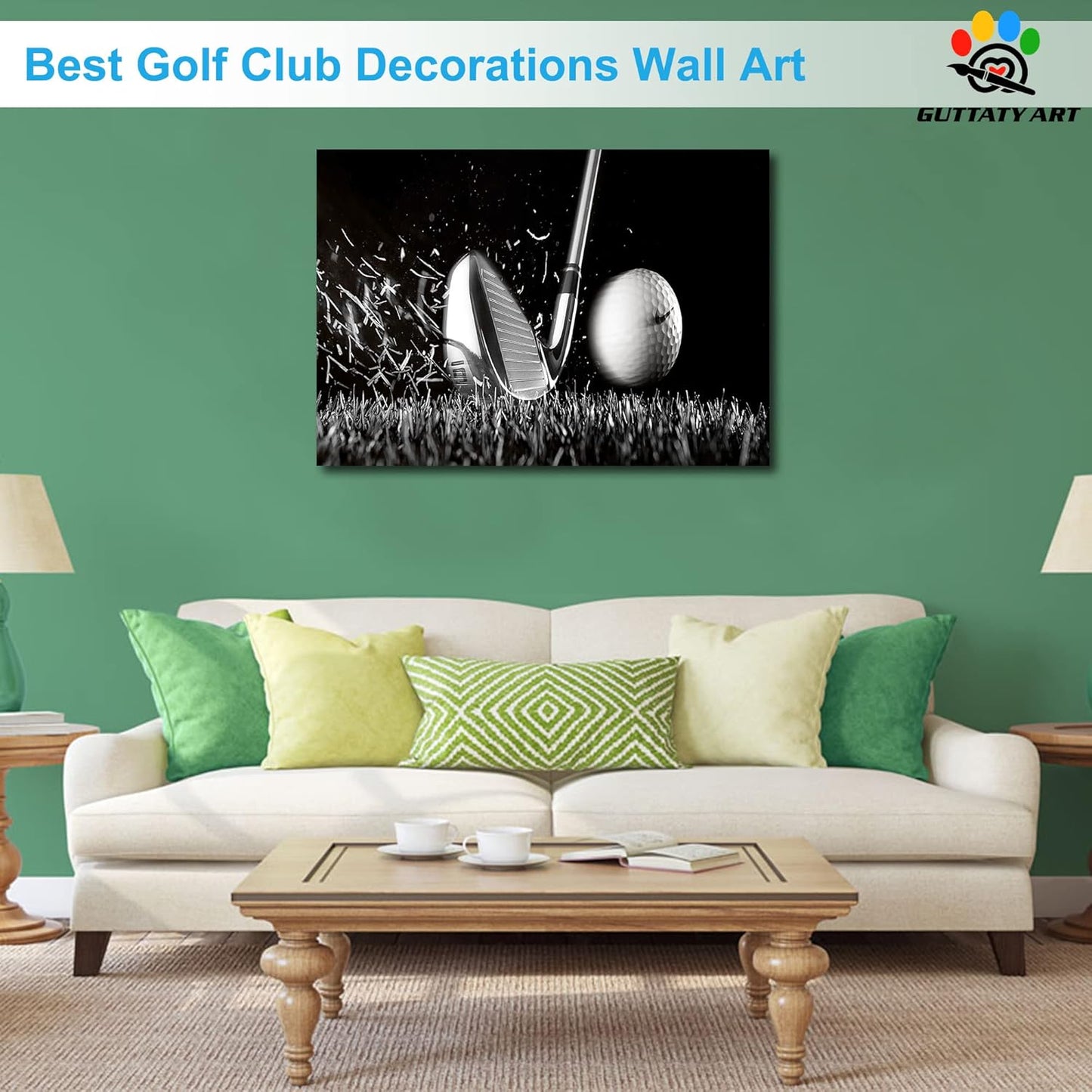 Canvas Wall Art, Play Golf Ball Wall Art Painting Prints for Living Room Wall Decor, Sport Golf Clubs Poster Picture for Bedroom Kitchen Decor, Framed Artwork for Office Home Decoration 28x40 Inches