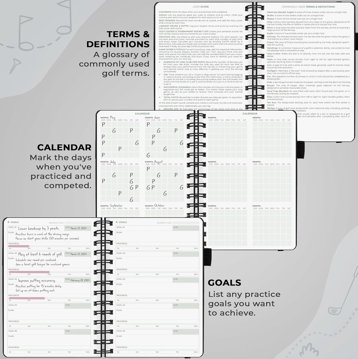 Clever Fox Golf Log Book – Small Training & Scorecard Journal – Pocket Notebook – Golf Practice Accessories & Gifts Ideas for Men (Black)