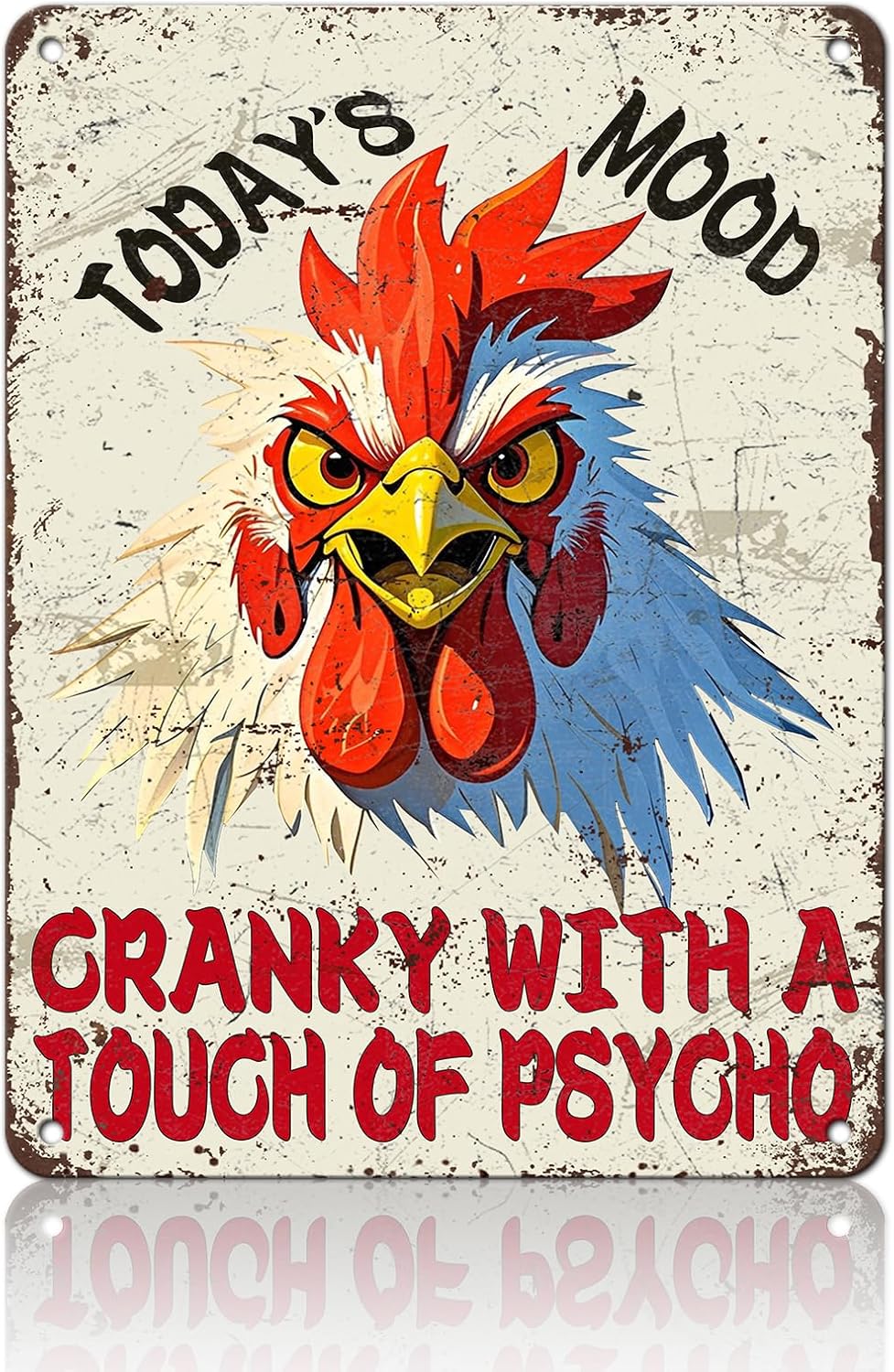 Funny Chicken Today'S Mood Metal Tin Sign 12x16 Inch Novelty Farm Chicken Tin Sign Farmhouse Rooster Poster Home Kitchen Garden Bar Restaurant Coffee Are Wall Decor