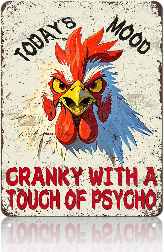 Funny Chicken Today'S Mood Metal Tin Sign 12x16 Inch Novelty Farm Chicken Tin Sign Farmhouse Rooster Poster Home Kitchen Garden Bar Restaurant Coffee Are Wall Decor