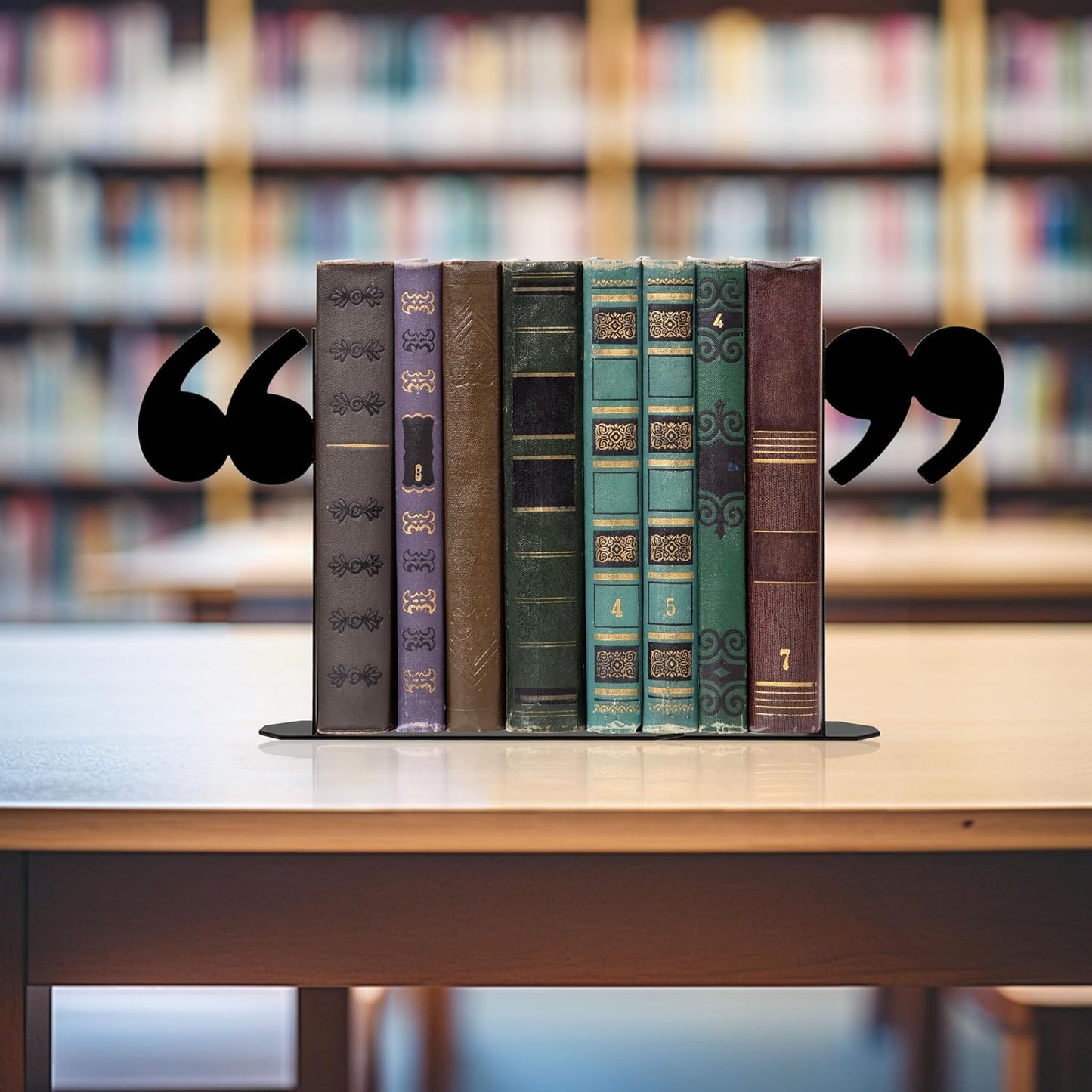 Cute Quotation Mark Metal Bookends – Novelty Decorative Shelf Organizers for Books | Unique Teacher Gifts & Librarian Gifts, Bookish Decor for Shelves, Desks, Kids’ Rooms