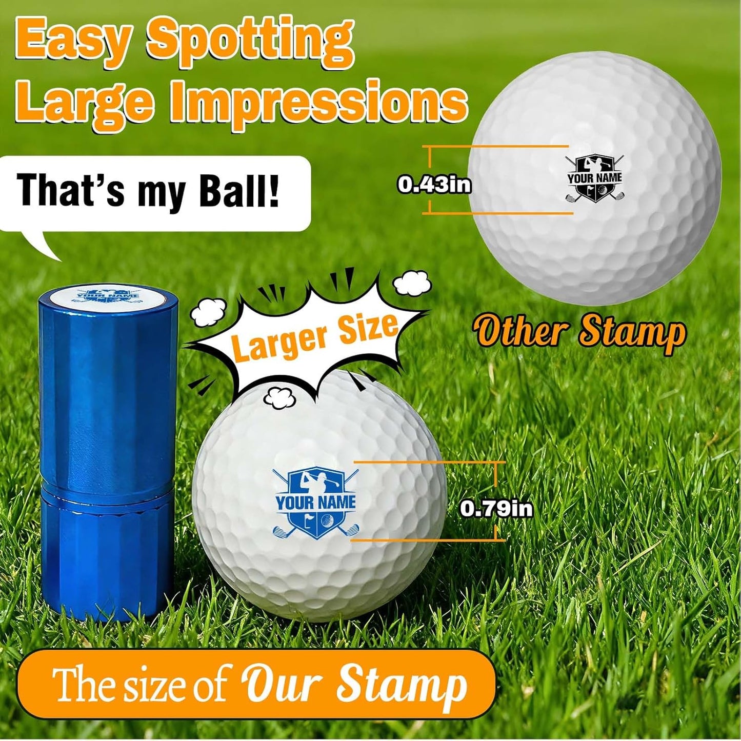 Lihome Golf Ball Stamp Personalized - Durable Waterproof Reusable Ink Stamper, Custom Golf Gift for Men, Dad, Retirement, Father's Day, Birthday & Christmas