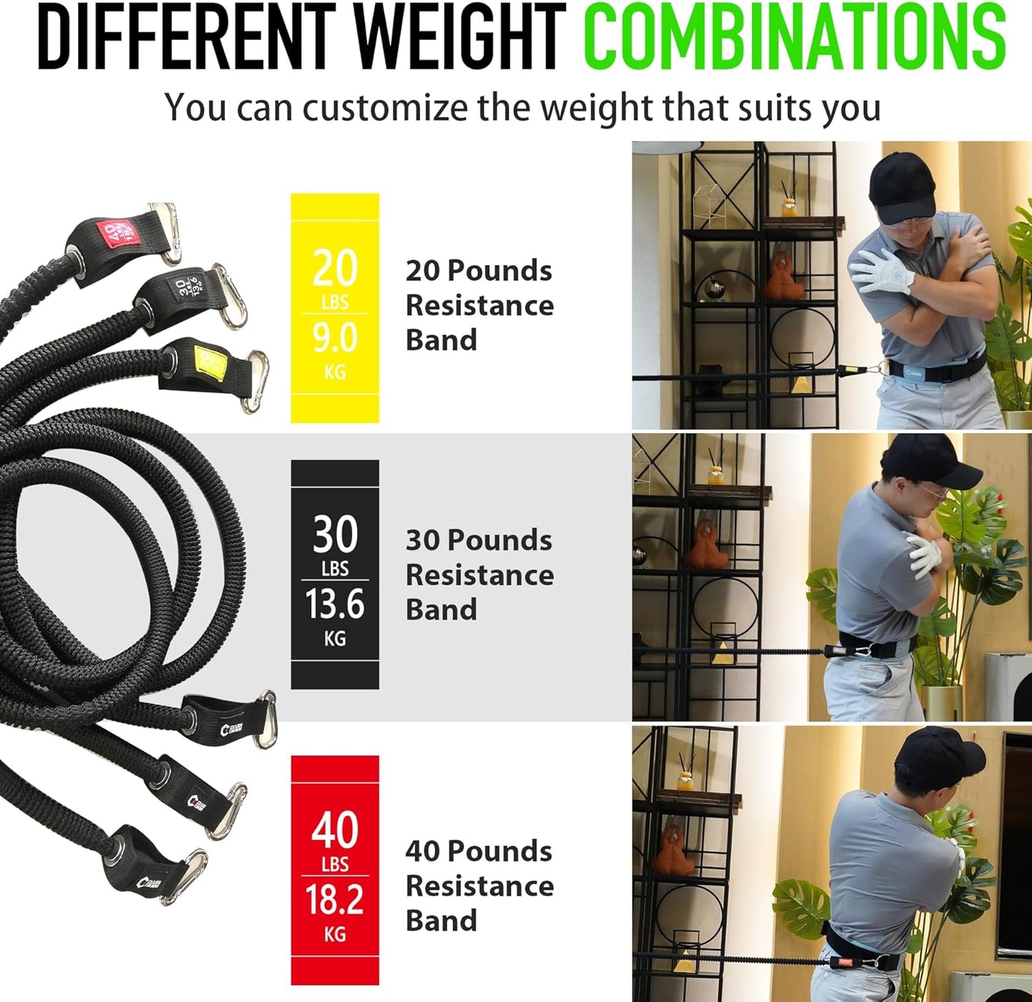 GAIARENA Golf Core Strength Trainer Swing Power Training Equipment, Golfing Exercise Resistance Bands Indoor Golf Fitness Equipment to Improve Speed Strength Flexibility Rotation Swing Posture